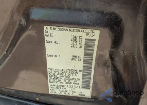 2015 Nissan Altima 3.5 Sl from USA, damaged, VIN 1N4BL3AP0FC122321